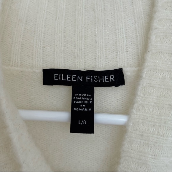 Eileen Fisher Cream Women's Cashmere Silk Turtleneck Sweater Size L - Picture 6 of 7